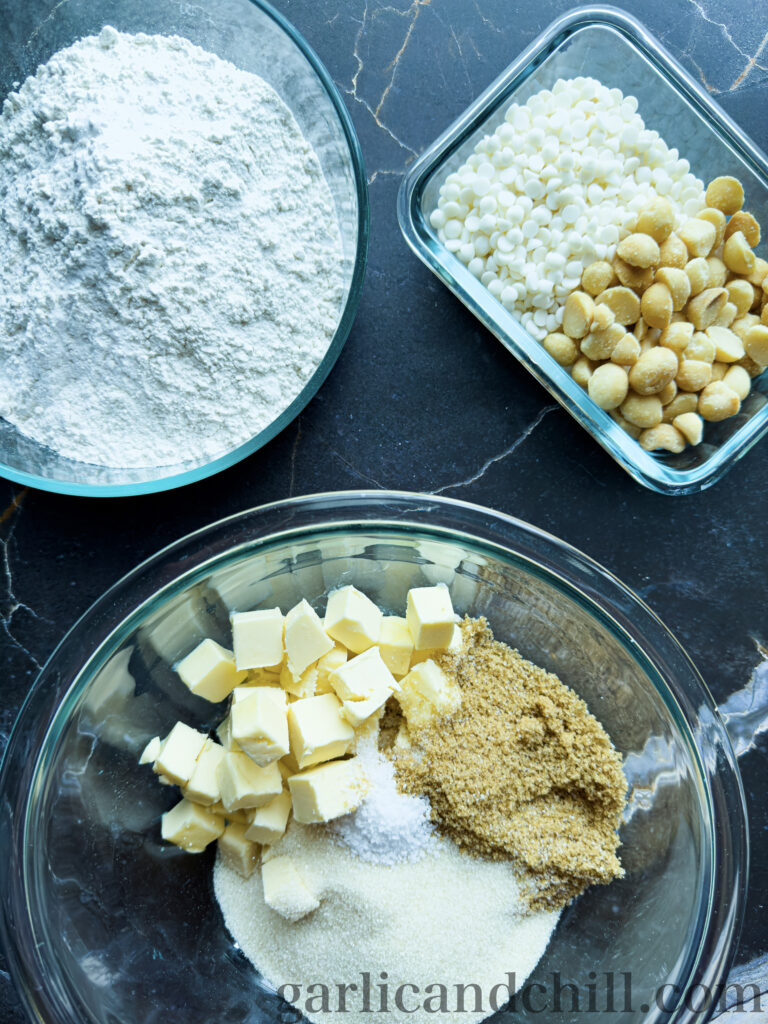 Vegan Salted White Chocolate Macadamia Cookie Ingredients