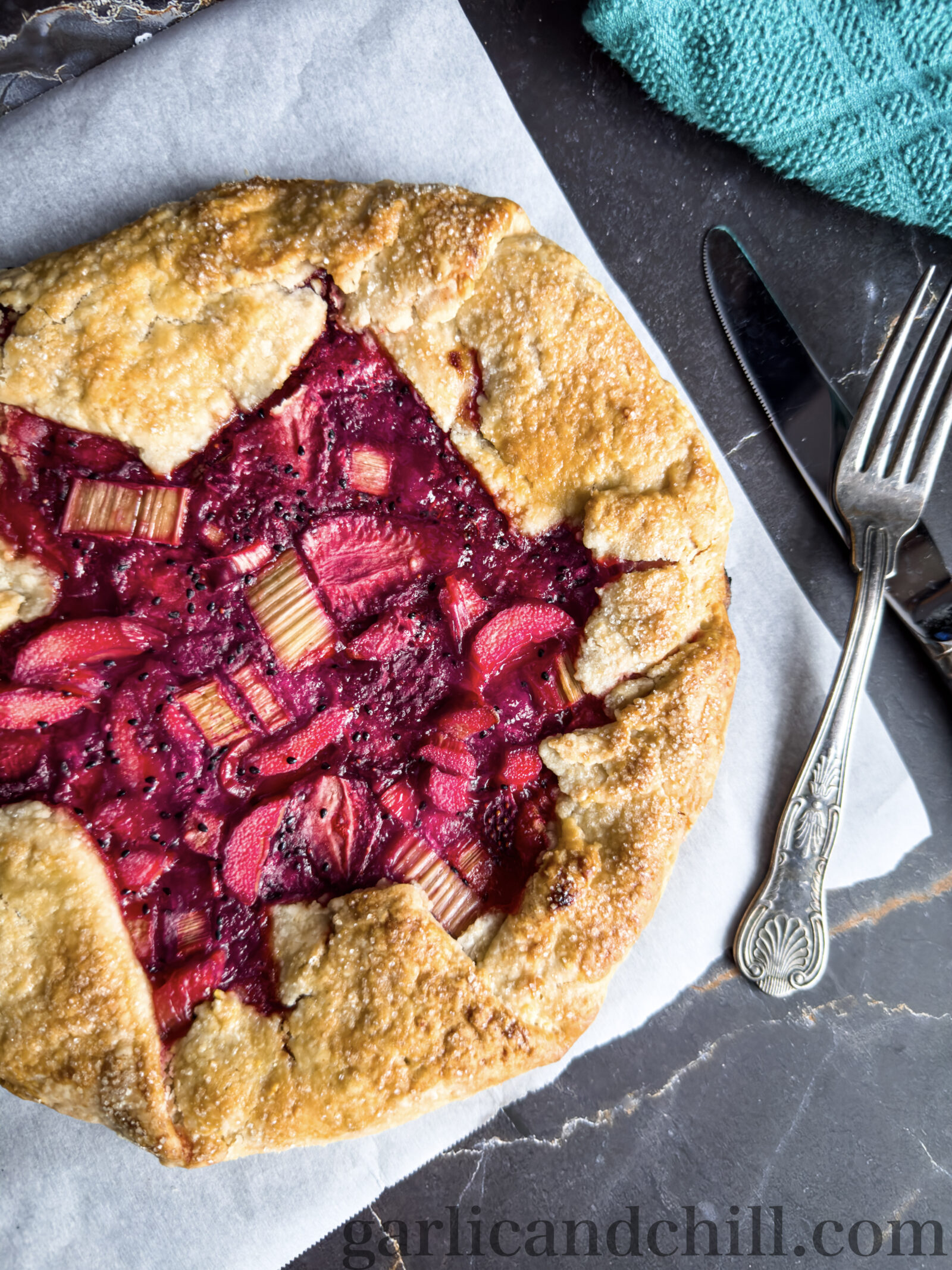 Vegan Neon Strawberry-Rhubarb Galette (1)