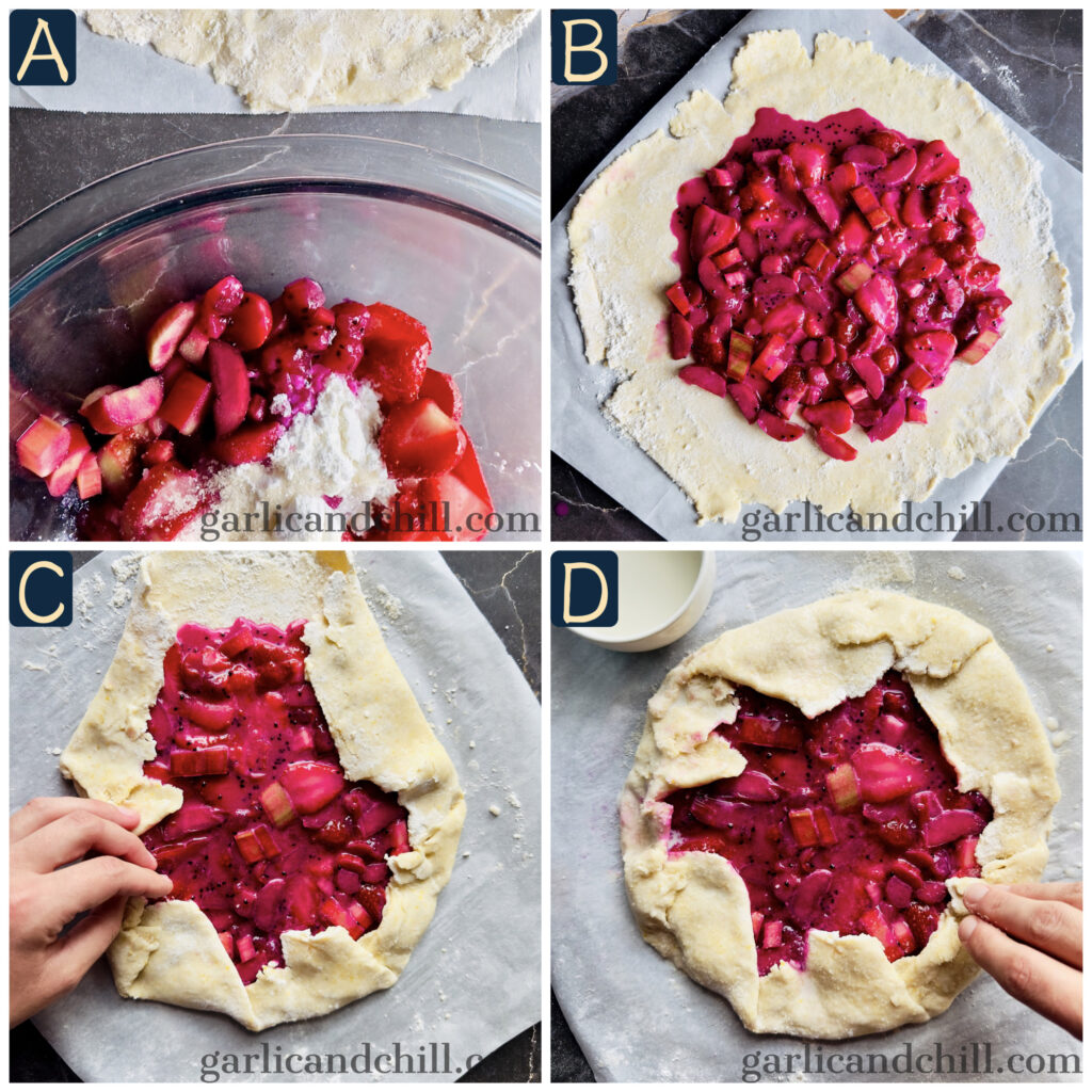 How-to Assemble a Vegan Neon Strawberry-Rhubarb Galette